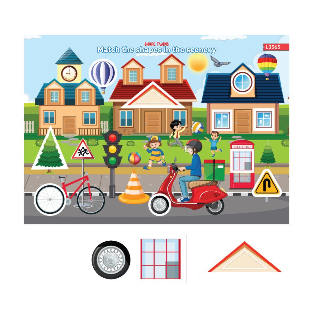 Shapes Level 1 Educational Activity Kit | Circle, Triangle, Square | Shapes Scenery | Two Piece Puzzle 5 Website 1 24 Shapes 12
