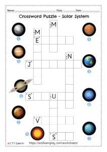 solar system crossword puzzle for kids